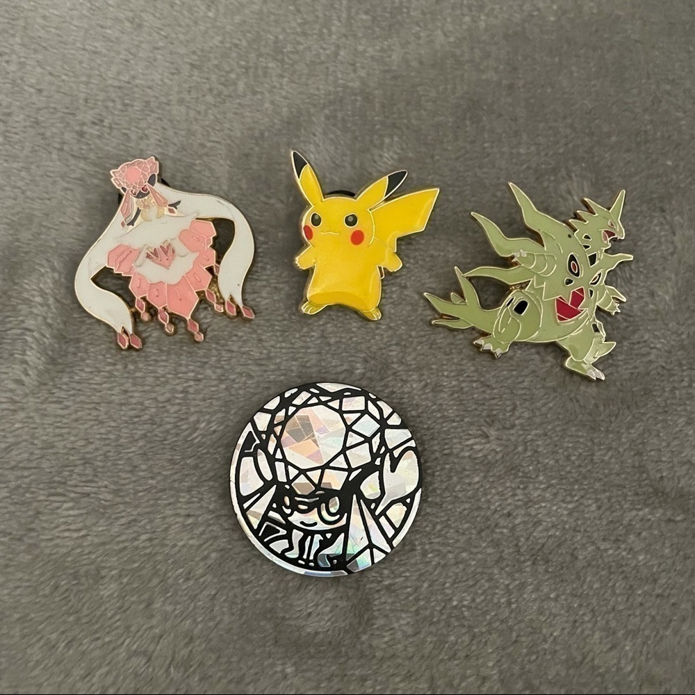 Pokémon Pin Set Pikachu Mega Tyranitar Diancie Mega Diancie EX Collectible Coin